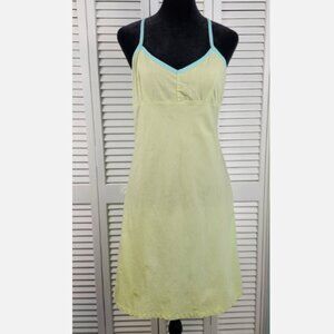 Lilly Pulitzer Cotton Green Gingham Sun Dress Small Blue Trim Criss Cross Straps